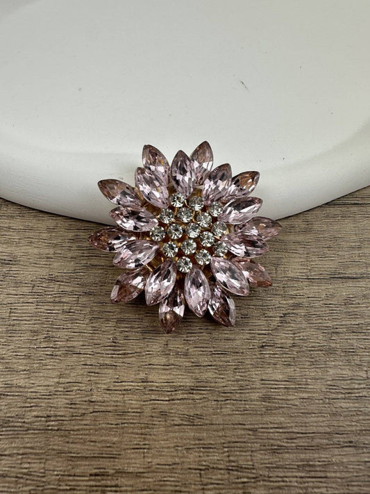 Alloy Crystal Chrysanthemum Brooch PA5640: Pink pink