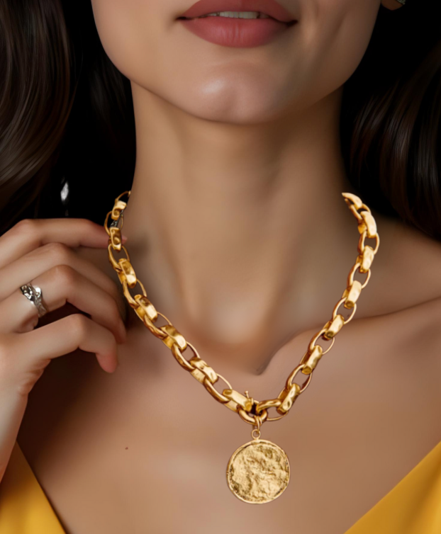 Josephine Recycled Brass Sailor Clasp Chain Necklace: Yellow Gold