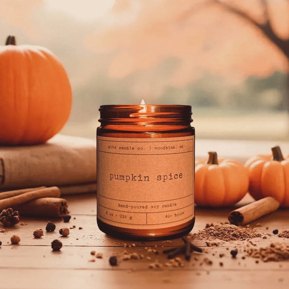 Pumpkin Spice Soy Candle: Maple, Brown Sugar, Cinnamon Scent: 8 oz. candle