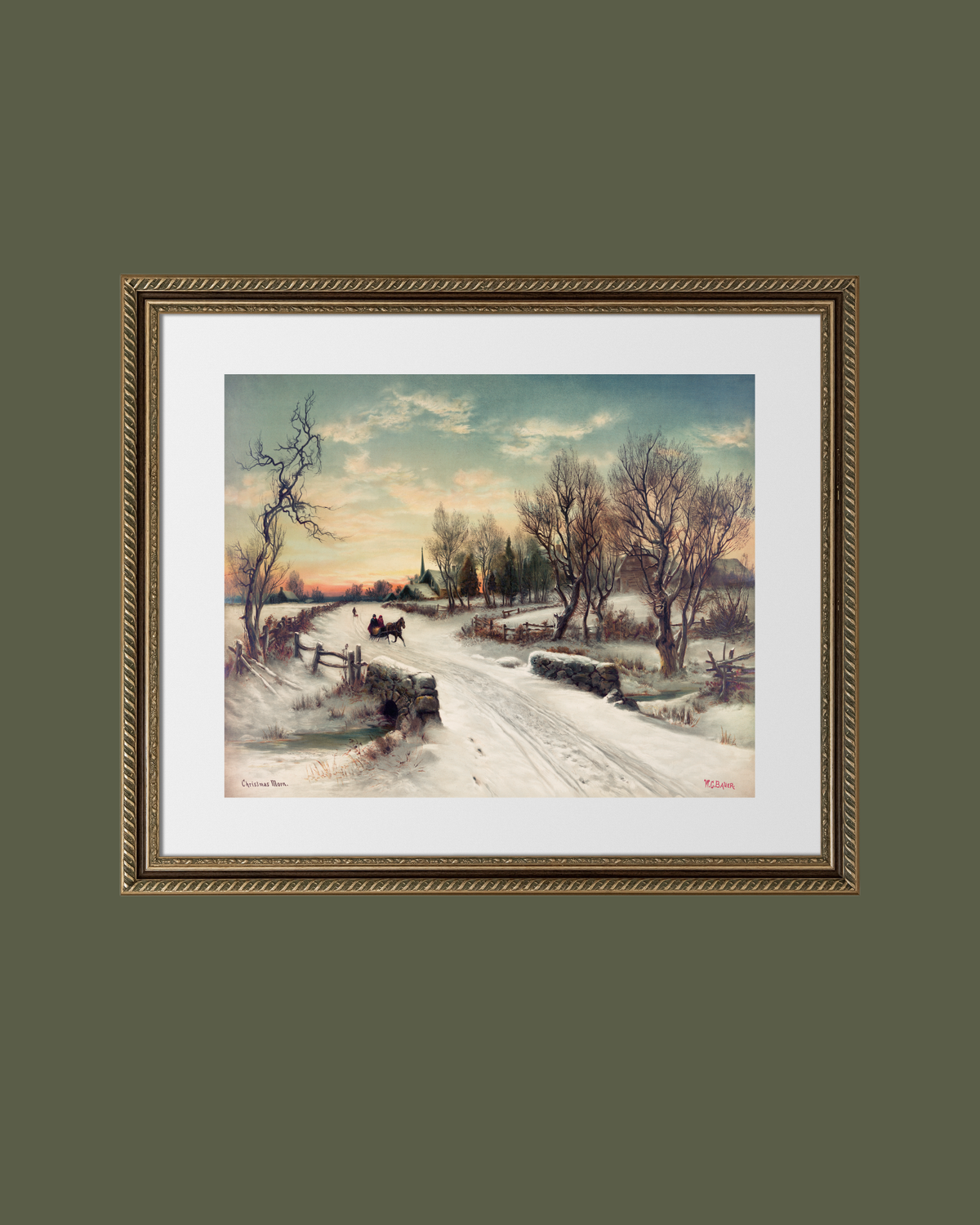 Christmas Morning Antique Art Print: 8x10