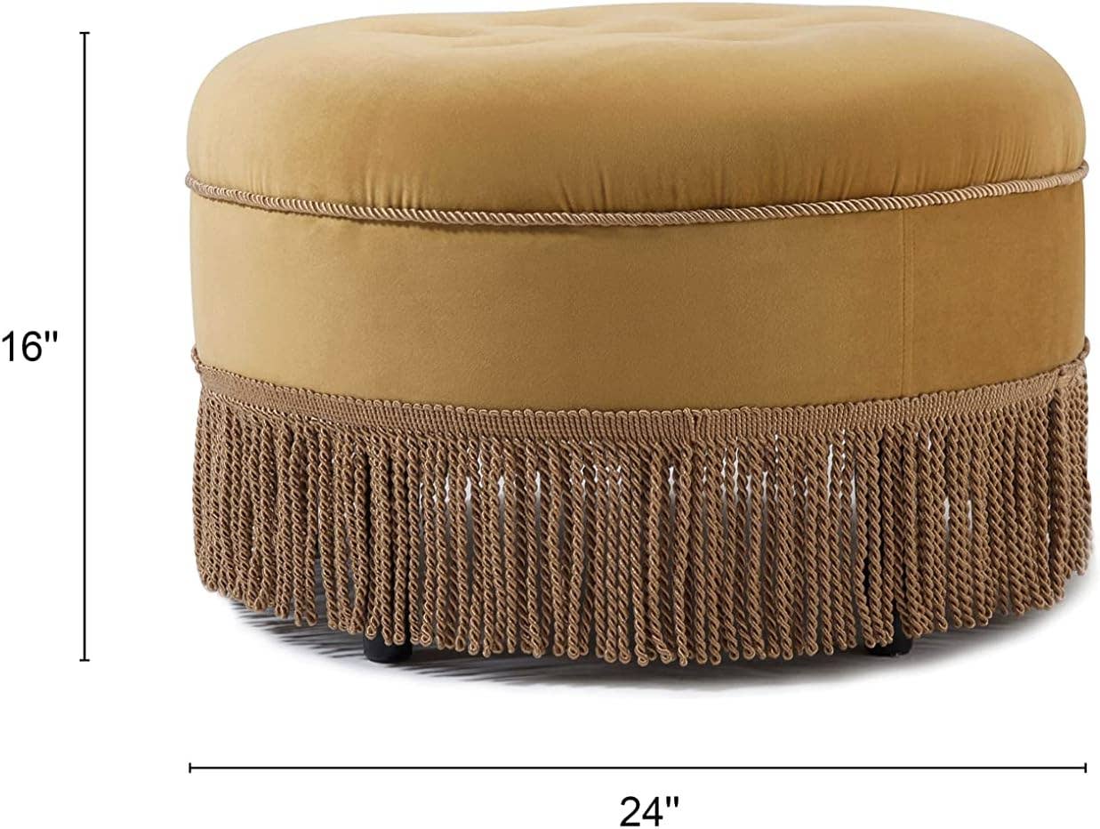 Purple Floral: 24" Round Upholstered Accent Ottoman