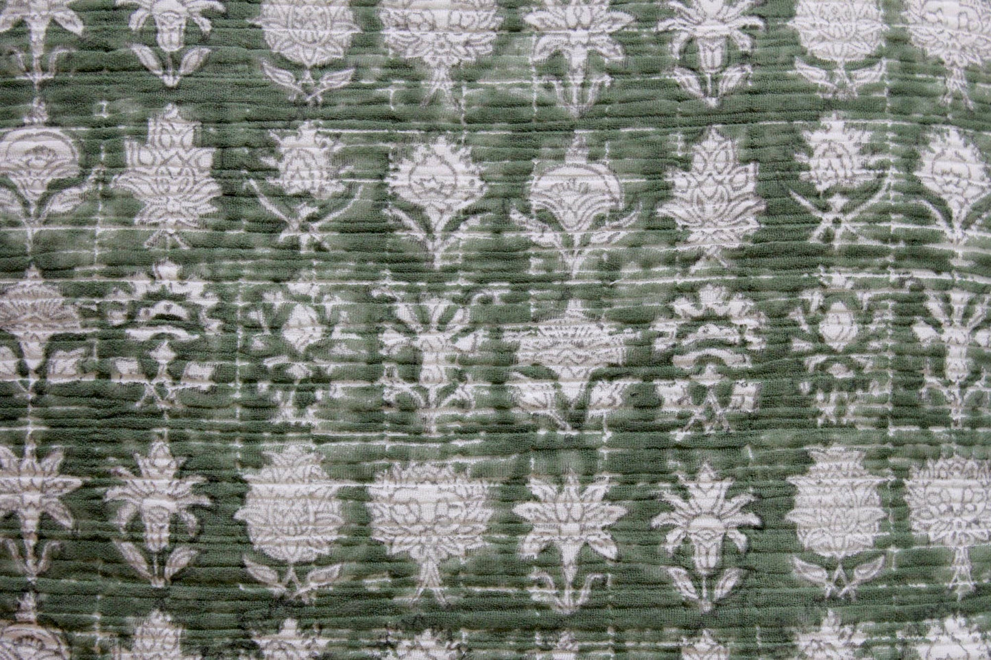 Block Printed Kantha Quilted Cotton Throw Blanket