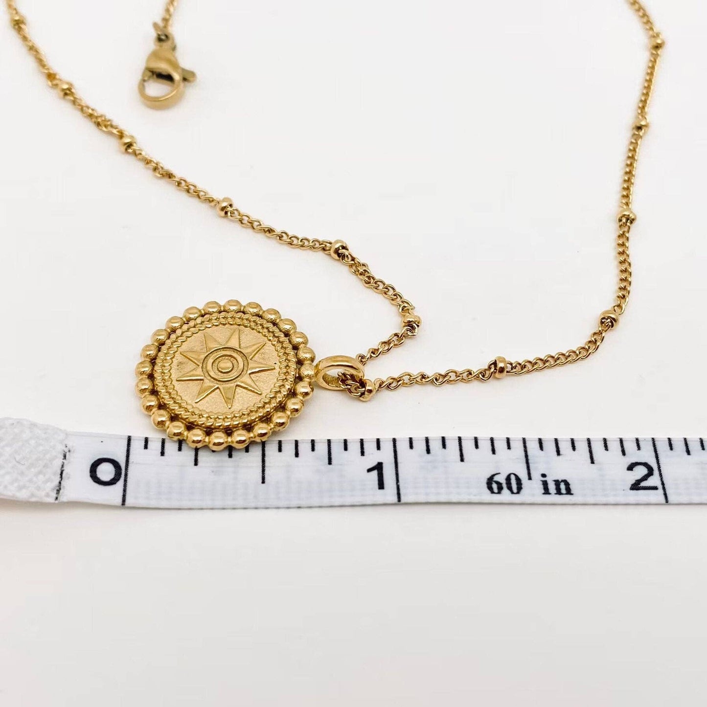 18K Gold Plated Stainless Steel Sun Pendant Necklace -FGS/MS