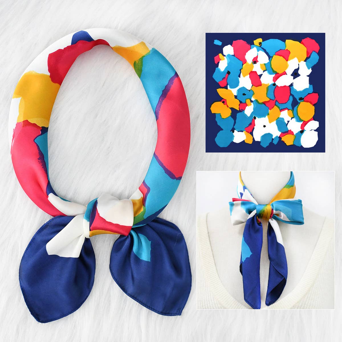 Polka Dot Satin Neck Scarf