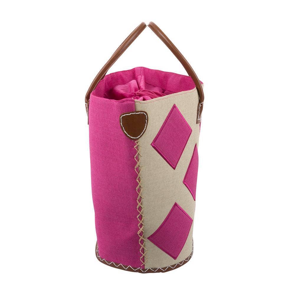 Pink: Straw Diamond Tote Bag
