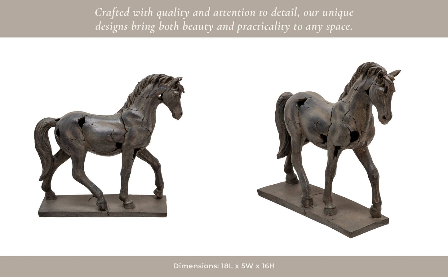 Aged Black Horse Sculpture