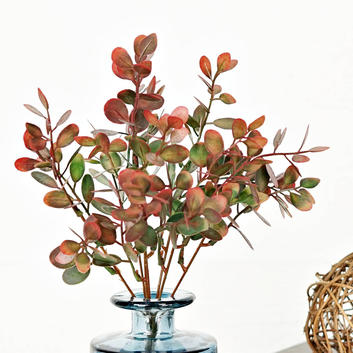 530923- 12in Bush-Mini Silver Dollar Eucalyptus-Burgundy/Gre