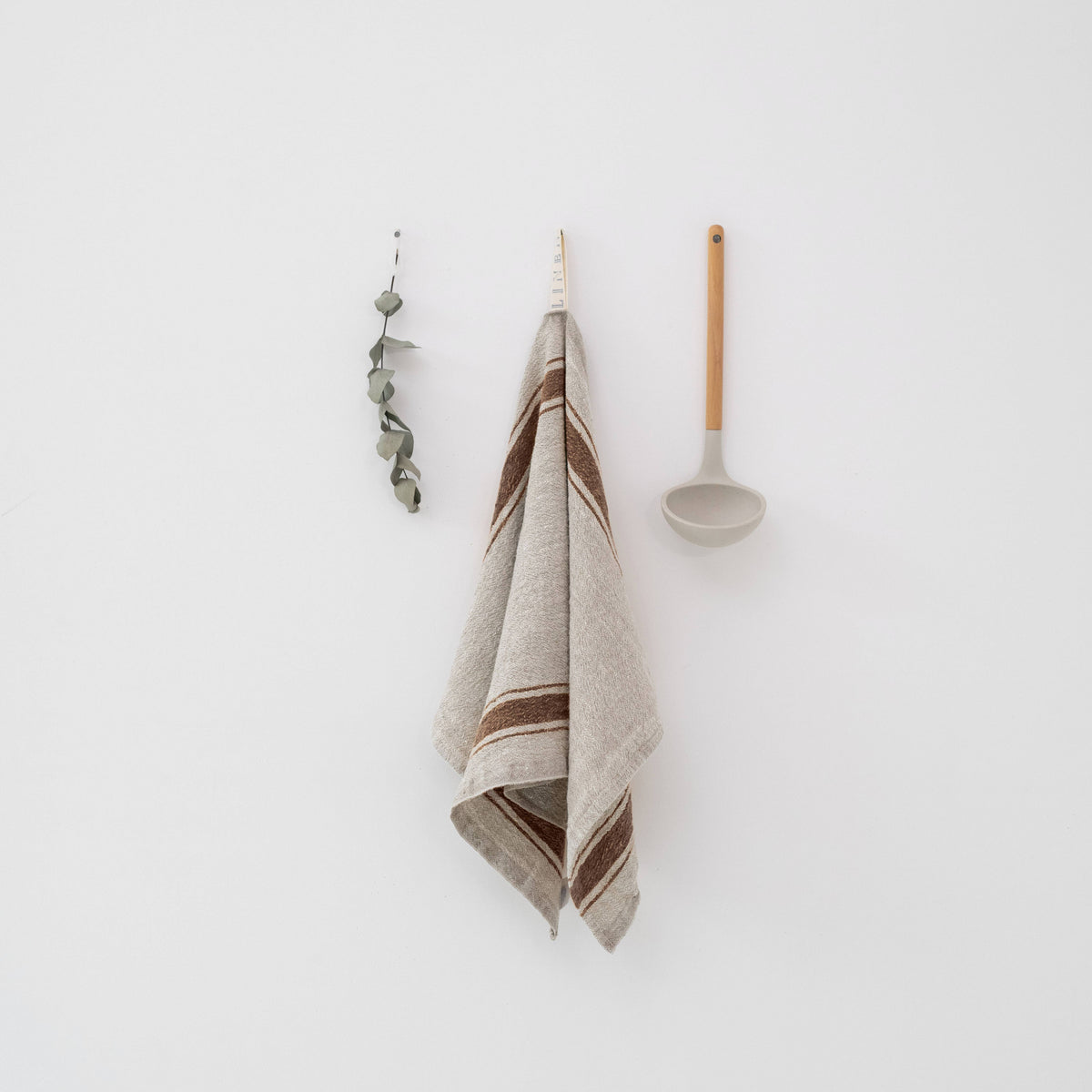 Mocca Stripe Vintage Linen Kitchen Towel