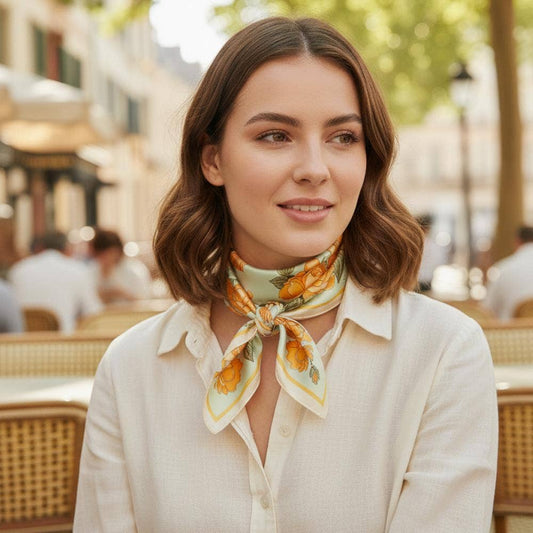 Bright Rose Garden Silky Bandana Square Neck Scarf BS-0118: TP
