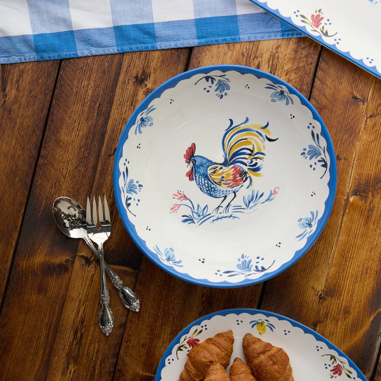 French Rooster Serving Bowl 13" x 3"