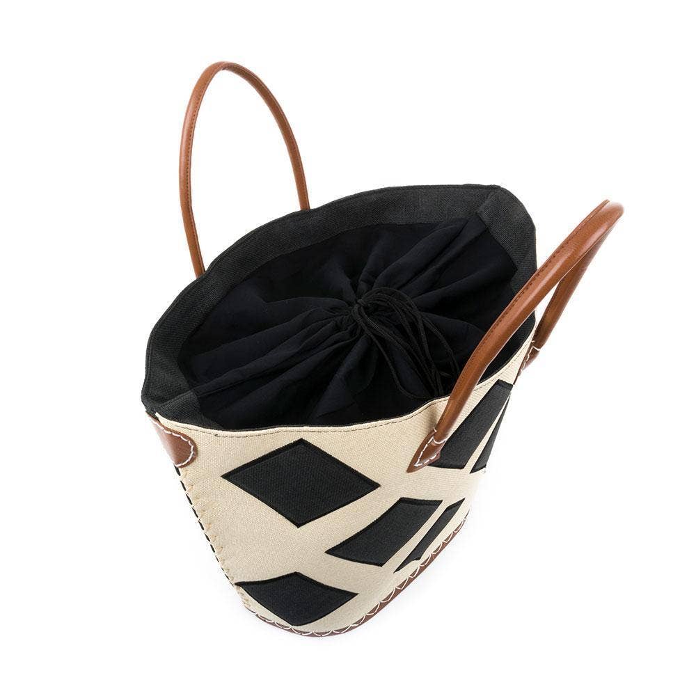 Pink: Straw Diamond Tote Bag
