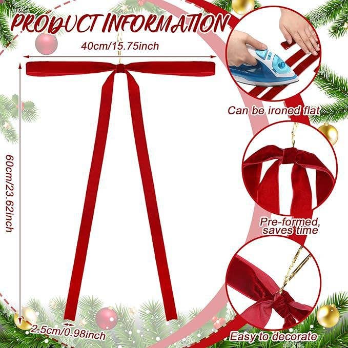 Jumbo size Velvet ribbon bow Christmas tree xmas decor: Forest / L