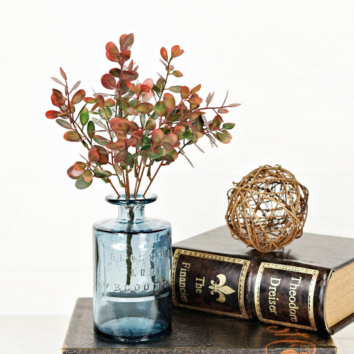 530923- 12in Bush-Mini Silver Dollar Eucalyptus-Burgundy/Gre