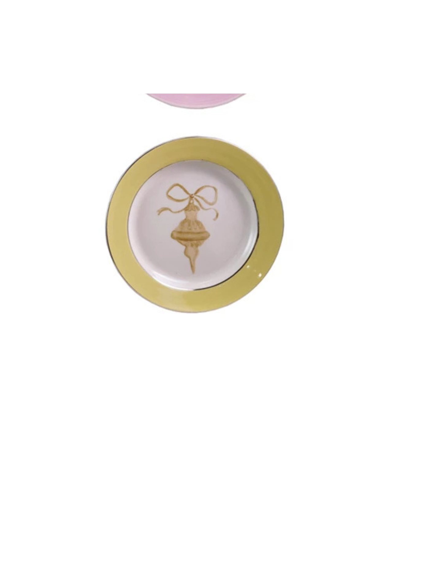 Finial Stoneware Plate with Ornament Image & Electroplated Edges, 4 Styles