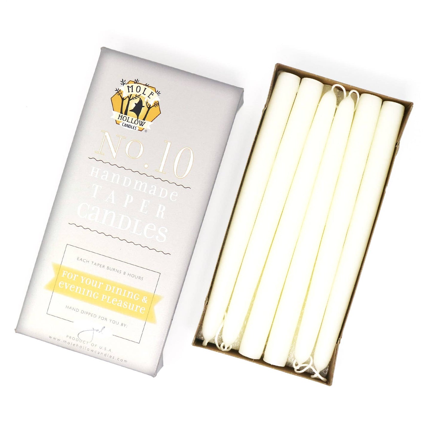 10" Hand Dipped Unscented Taper Candles - 39 Colors USA Made: Mauve