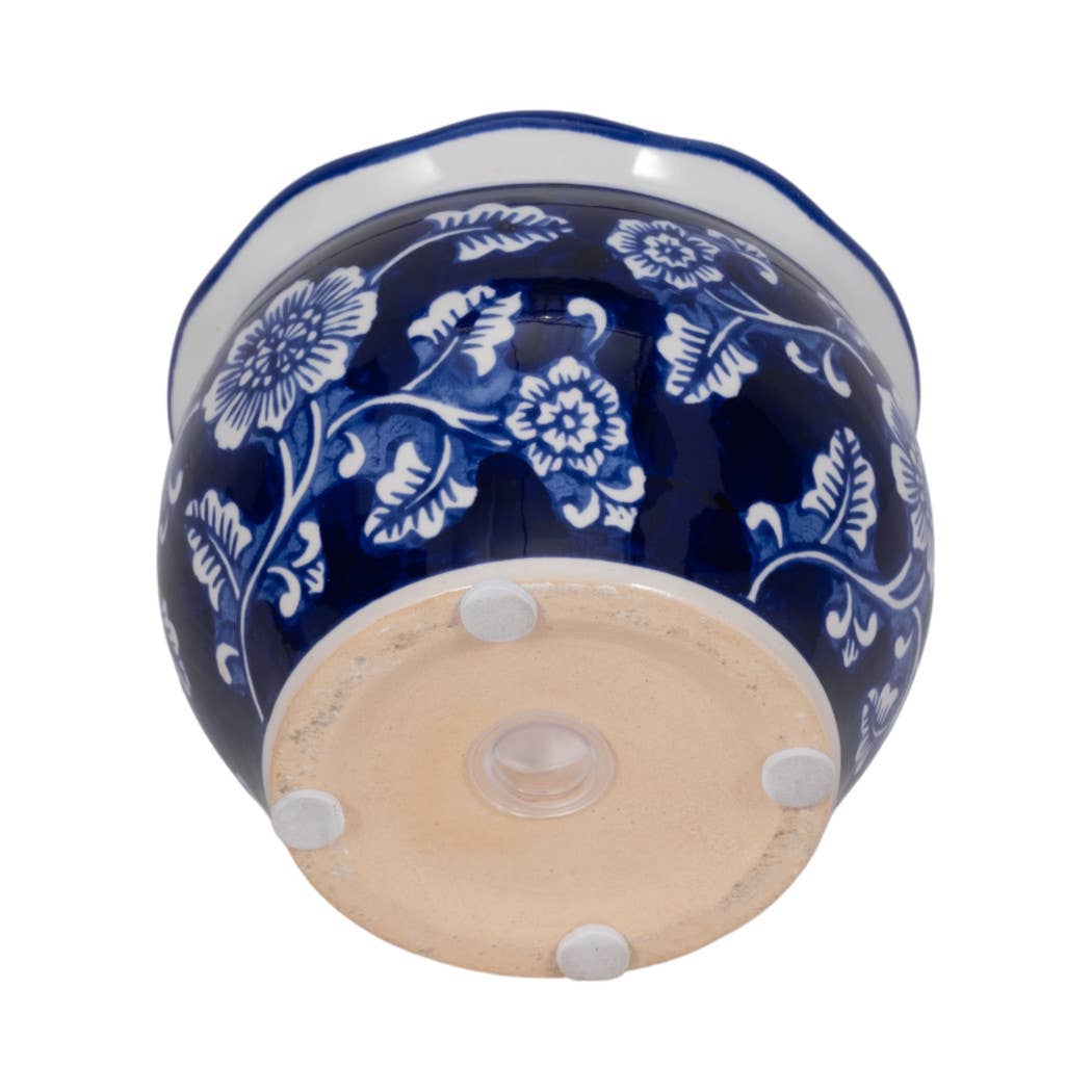 Candle - Blue/White Ceramic Chinoiserie Peony, 7 Oz