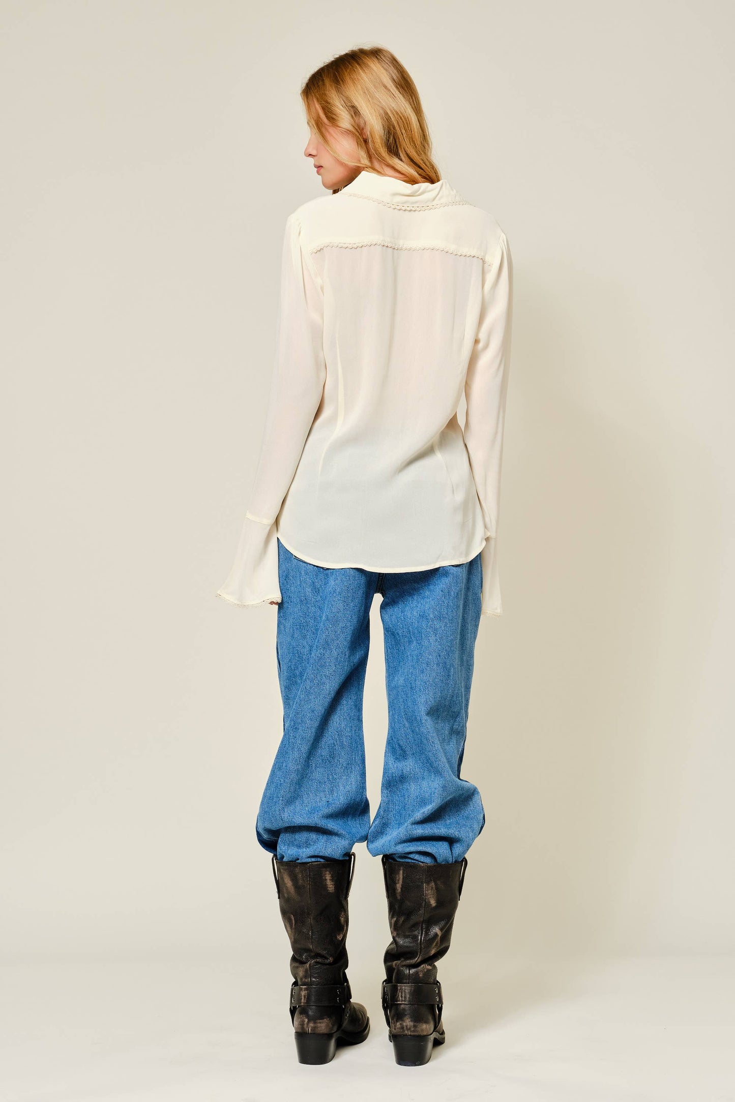 S: SOFT BUTTONDOWN PICTUCK BLOUSE