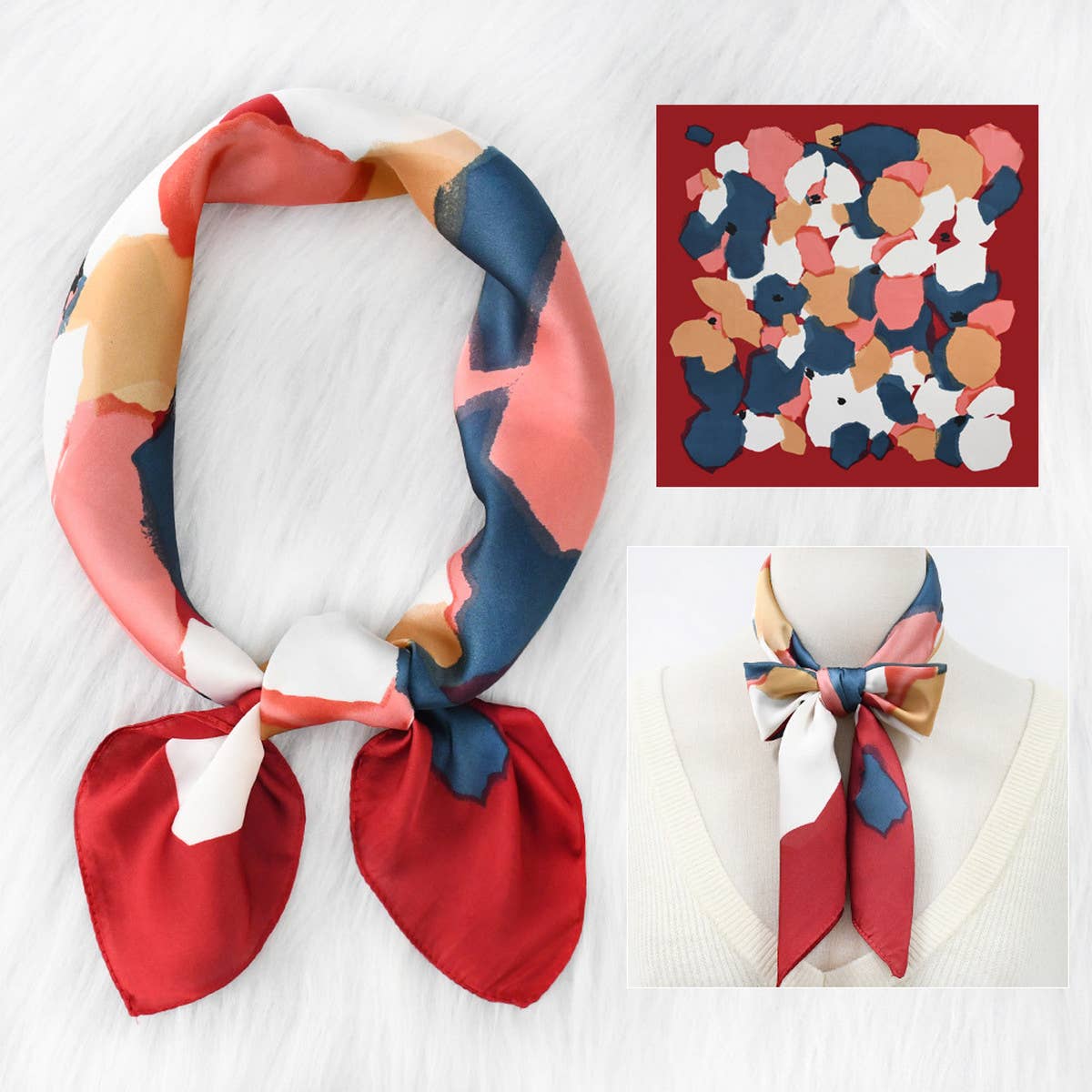 Polka Dot Satin Neck Scarf