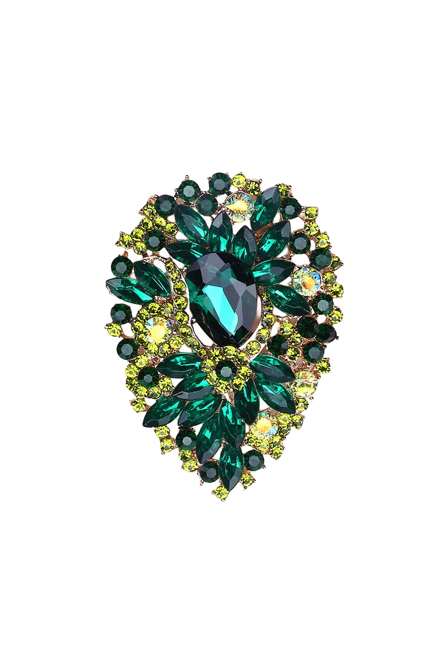 Teardrop Rhinestone Pin APA14939: Green