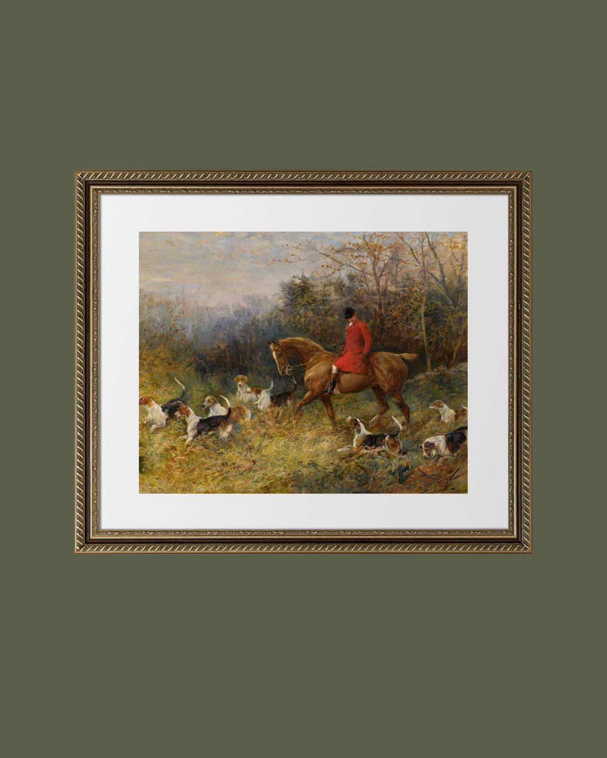 The Draw of the Hounds Antique Art Print: 8x10