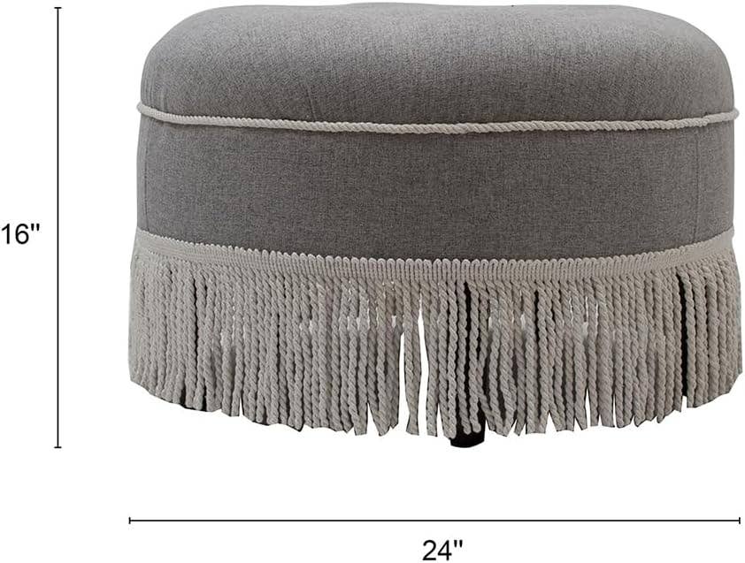 Olive Green: 24" Round Upholstered Accent Ottoman
