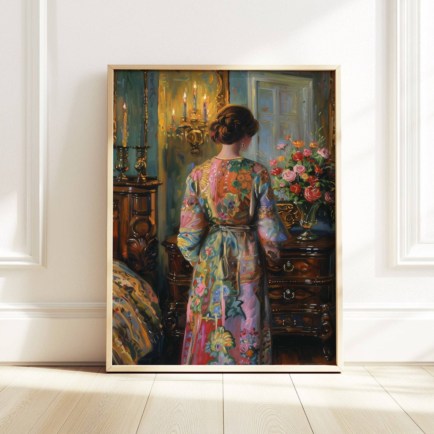Woman in Colorful Robe Art Print: 11x14