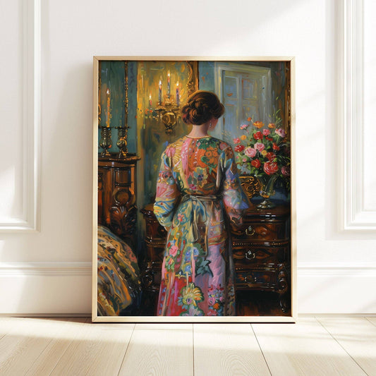 Woman in Colorful Robe Art Print: 11x14