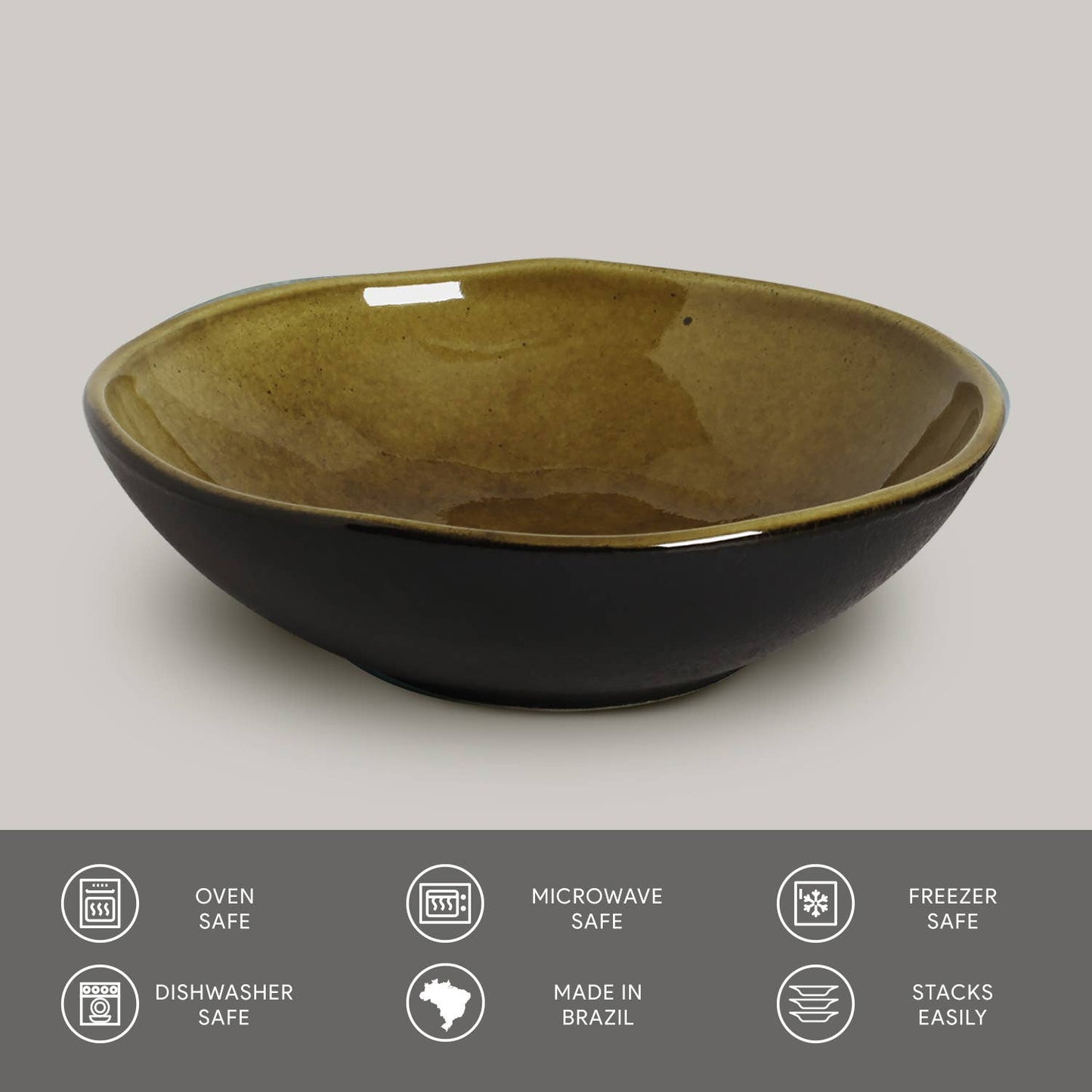 Cereal Bowl Amber Stoneware 17.6 Oz: Yellow / Stoneware