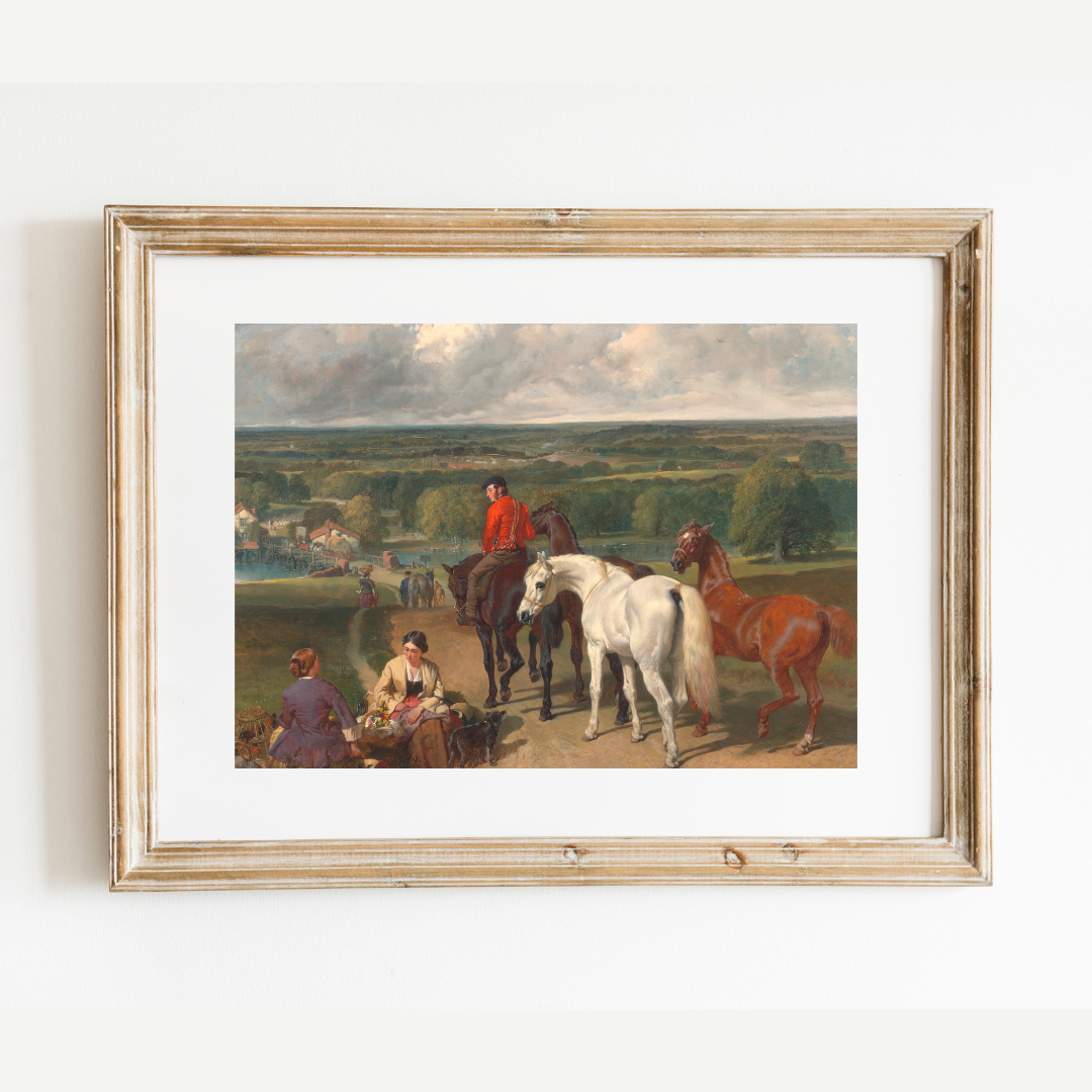 Exercising the Royal Horses Antique Art Print