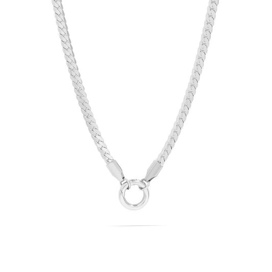 18K Gold PVD Stainless Steel Curb Charm Holder Necklace: Stainless / 18'+2"