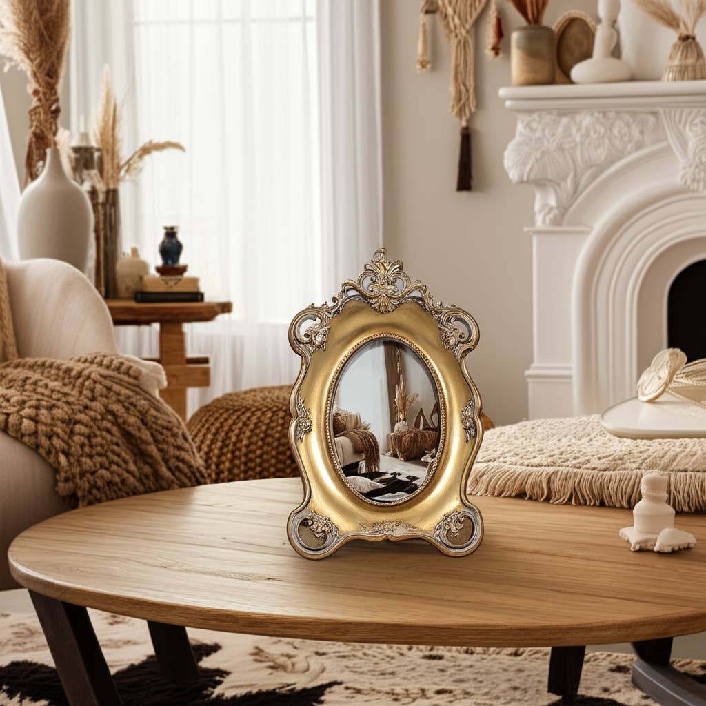 Gold Baroque Crown Oval Photo Frame