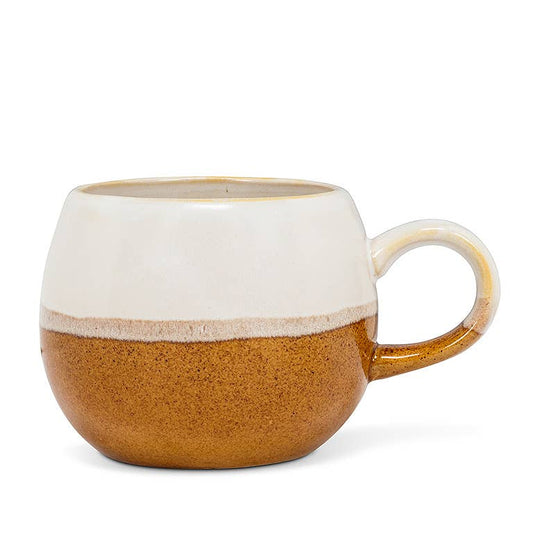 Wht/Brn Ball Mug-3.5"H(16oz)