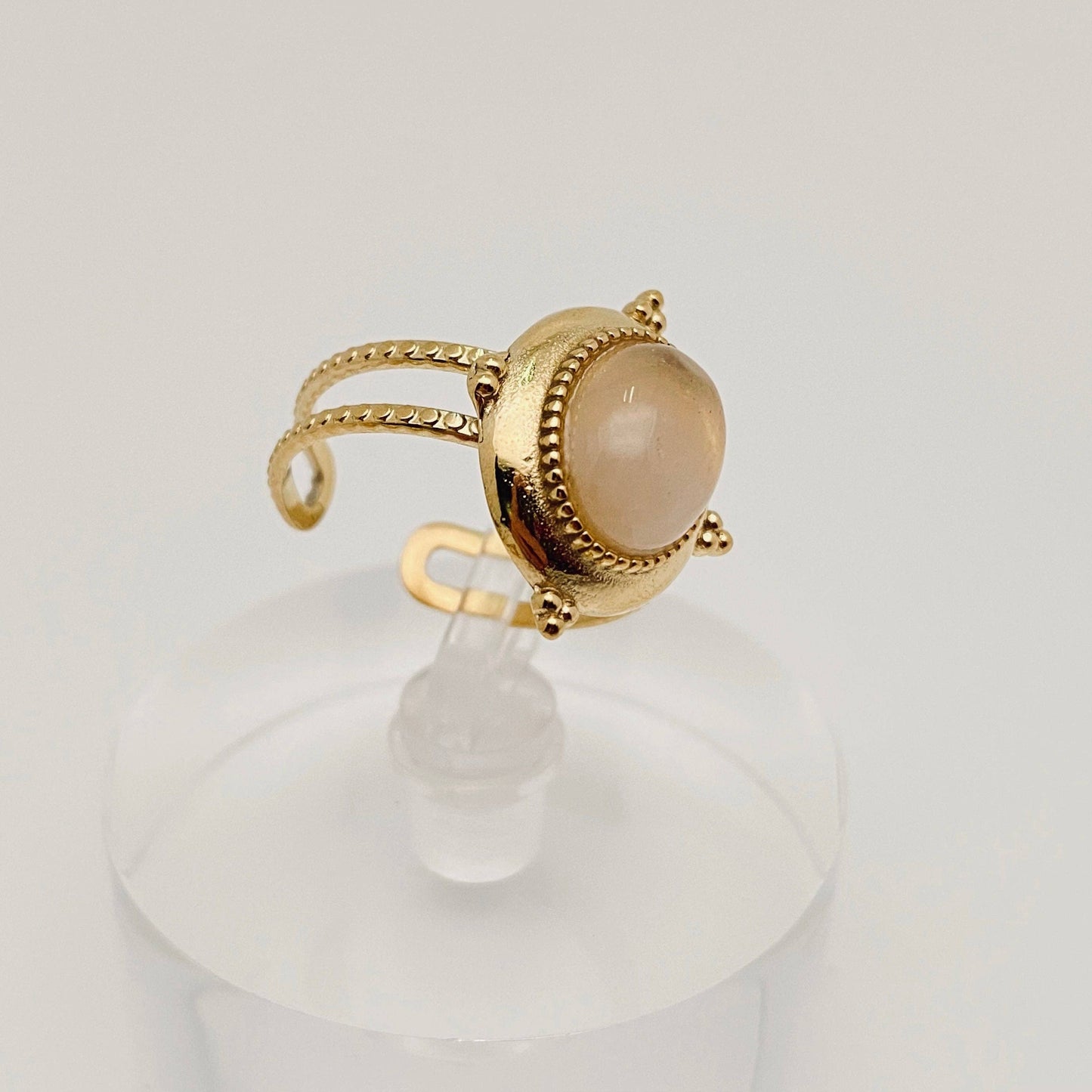 Gold Plated Stainless Steel Natural Stone Ring - FGS/CS