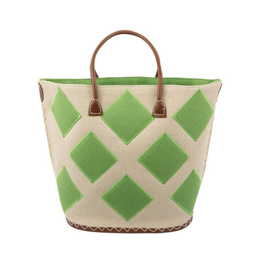 Lime: Straw Diamond Tote Bag