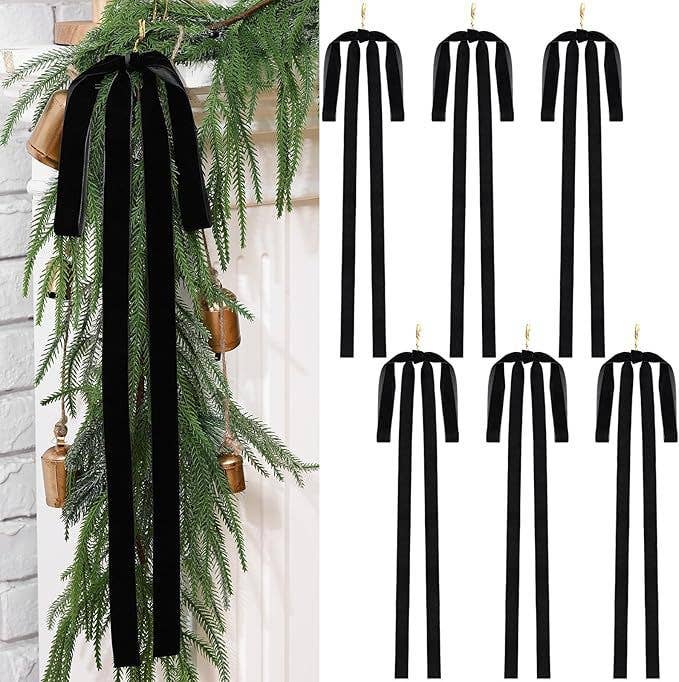 Jumbo size Velvet ribbon bow Christmas tree xmas decor: Burgundy / L