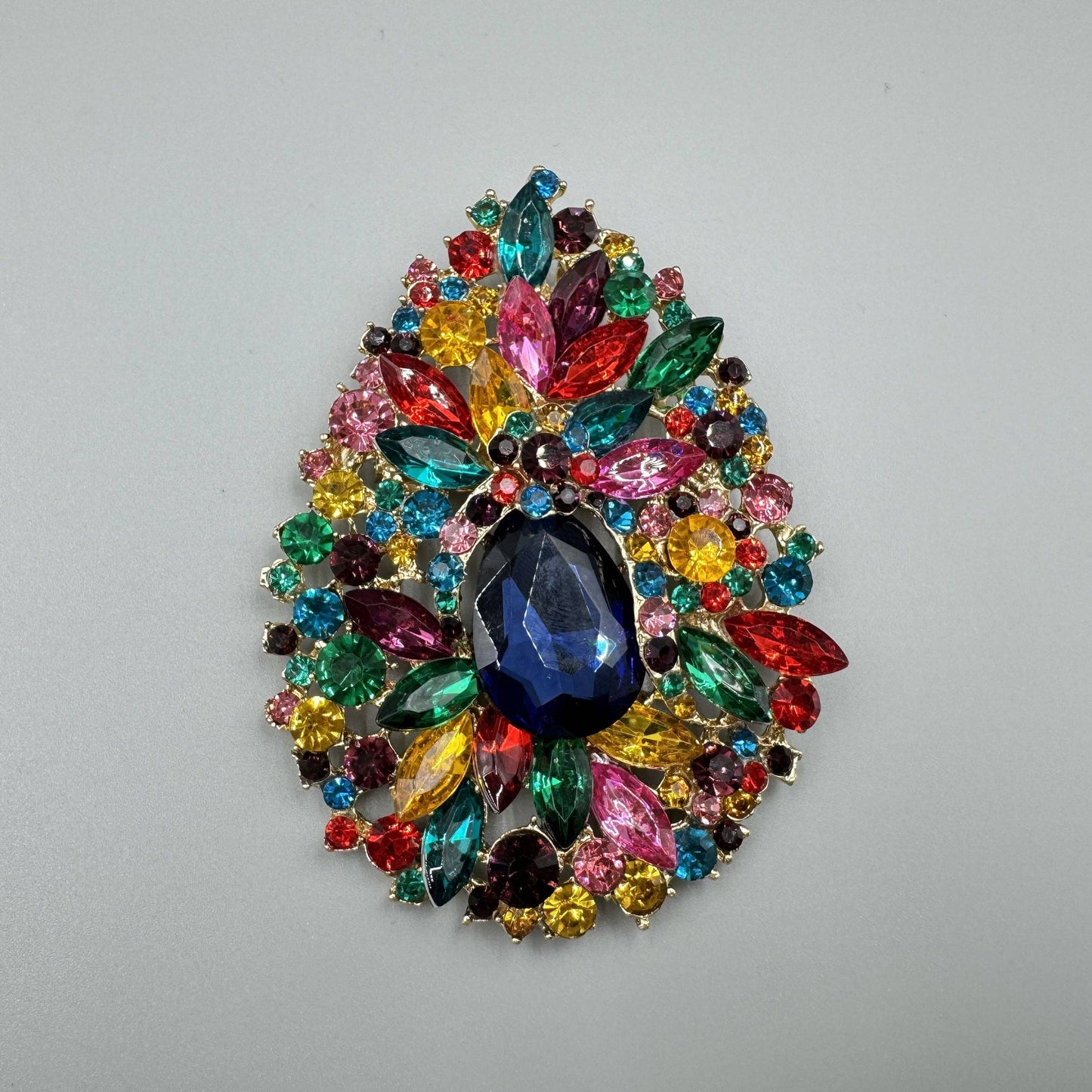 Teardrop Rhinestone Pin APA14939: Multi