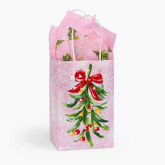 Pink Christmas Paper Retail Gift Bags: Rose 5.25x3.25x8.25" / 100