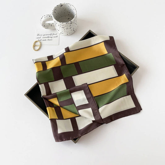 Letter Print Satin Square Scarf