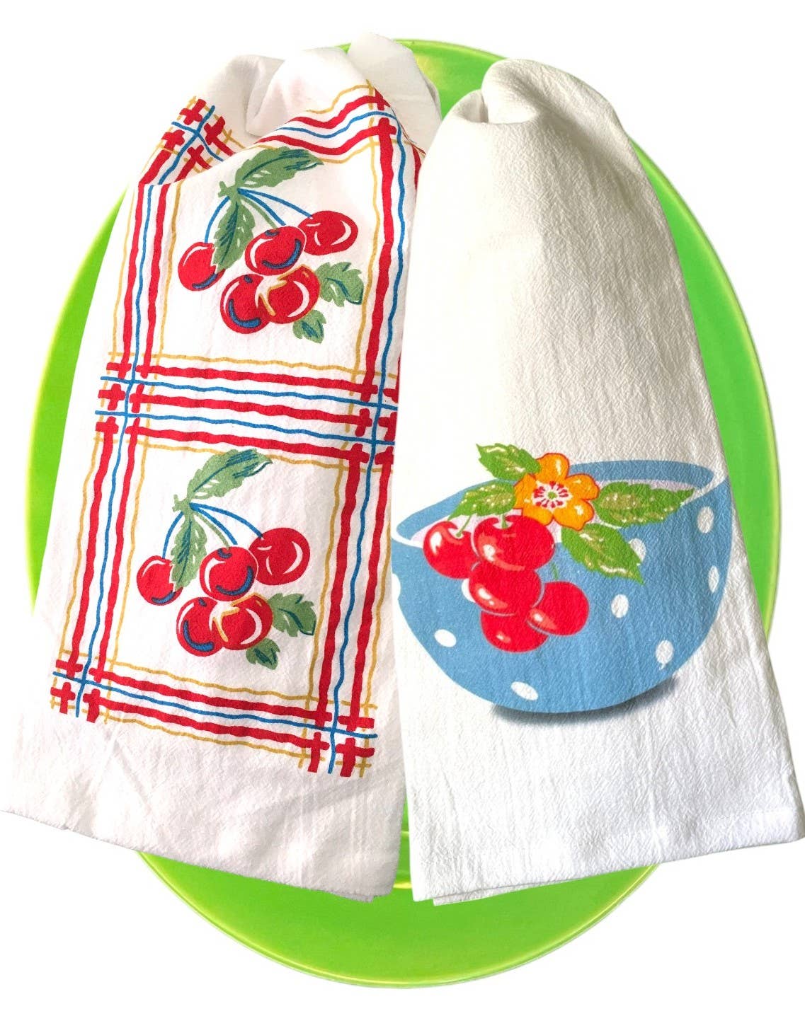 Sweet Cherries Retro Flour Sack Kitchen Towel