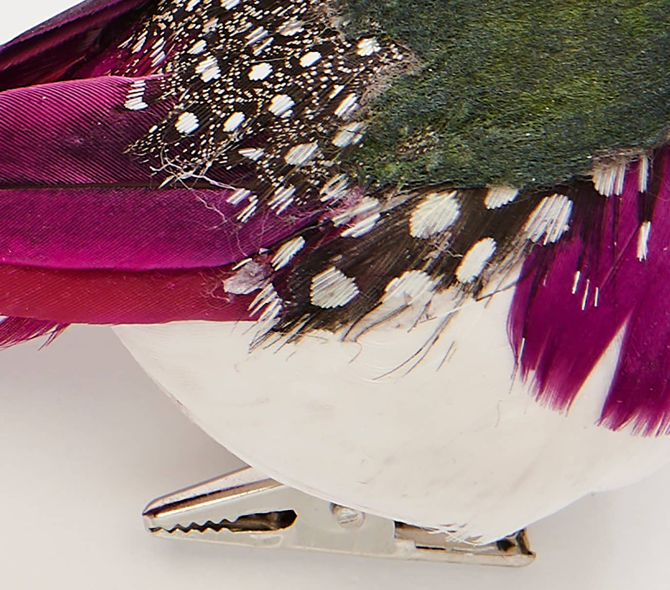 5" Feathered Bird with Metal Clip