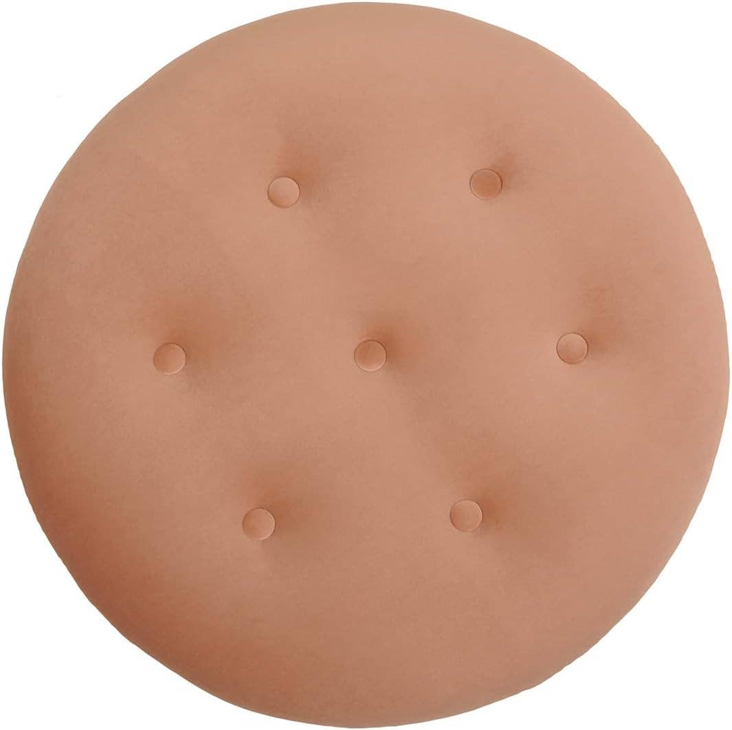 Olive Green: 24" Round Upholstered Accent Ottoman