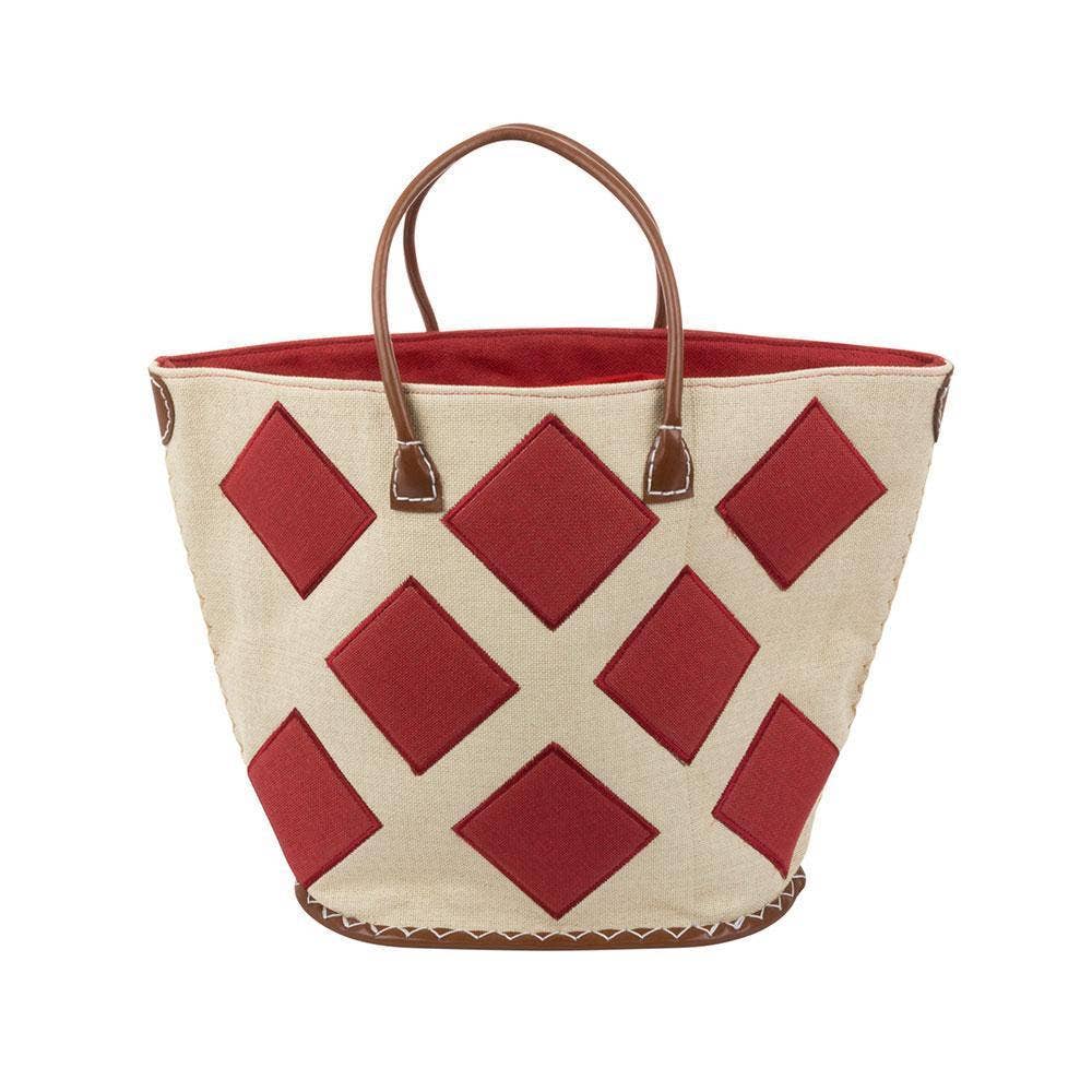 Turquoise: Straw Diamond Tote Bag
