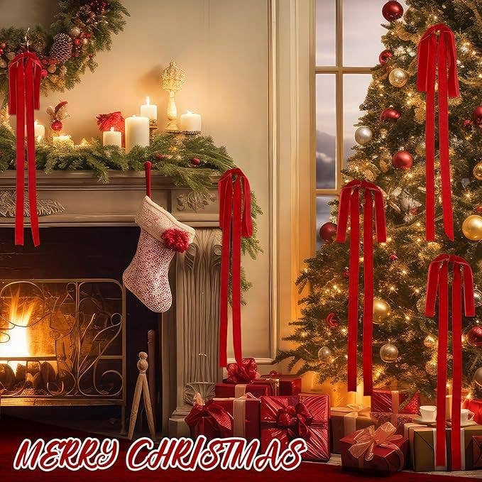 Jumbo size Velvet ribbon bow Christmas tree xmas decor: Forest / L