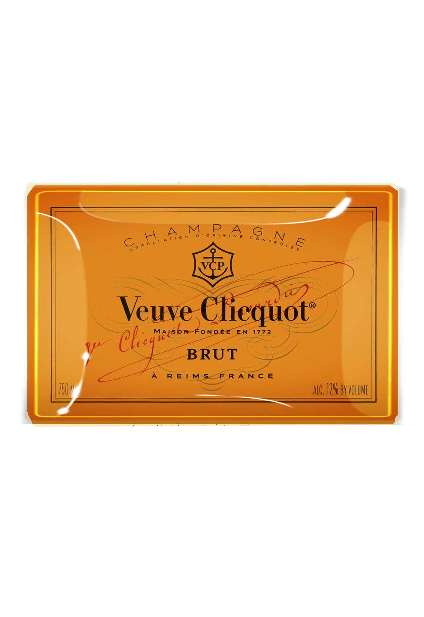 Veuve Clicquot Brut Decoupage Glass Tray: (2) 3.5"X 5.5"