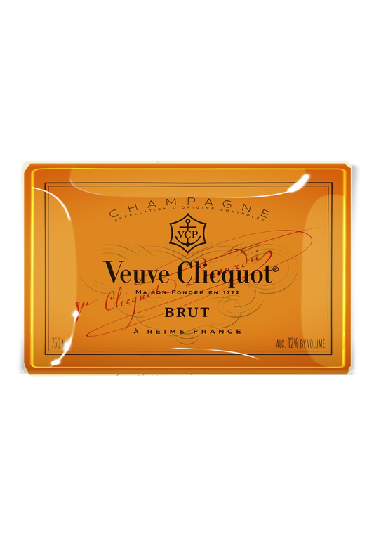 Veuve Clicquot Brut Decoupage Glass Tray: (2) 3.5"X 5.5"