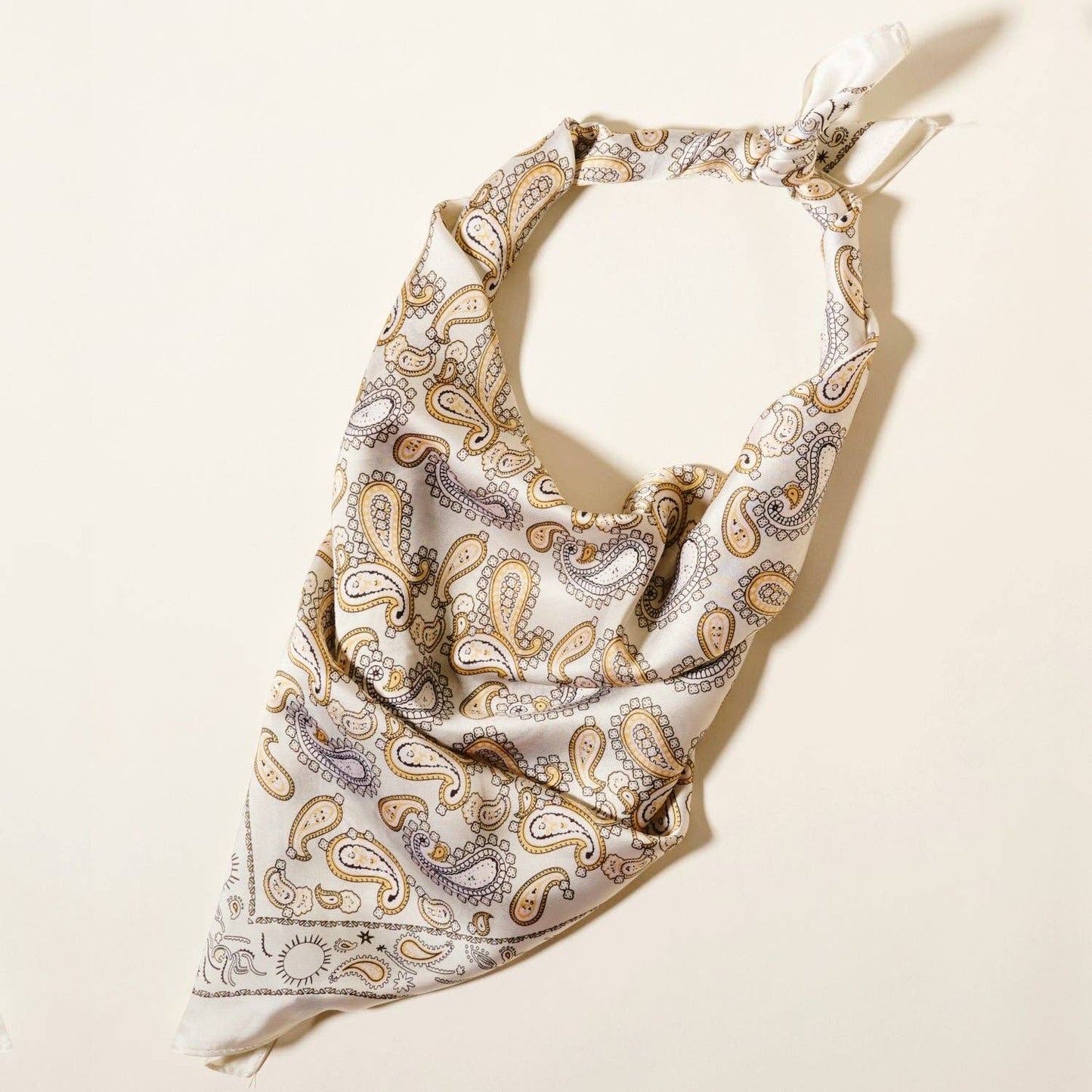 Elegant Paisley Soft Scarf | Timeless Silk-Feel Polyester Bandana: Camel / One