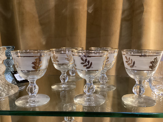 Gold Autumn Etched Port Glasses