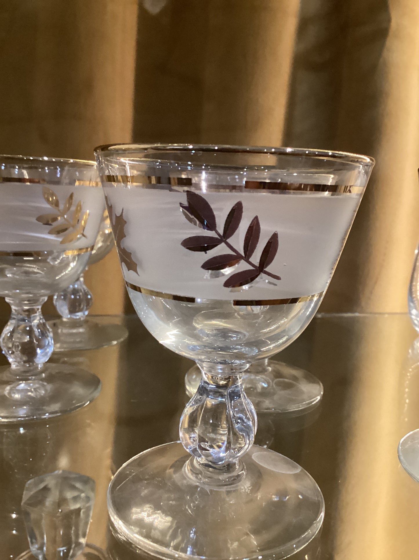 Gold Autumn Etched Port Glasses