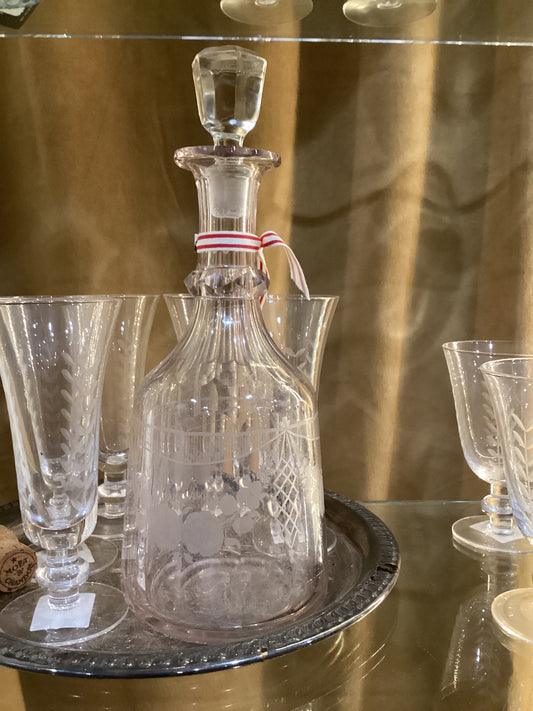 Vintage etched decanter