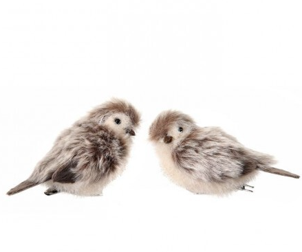 Glitter Bird Fabric/Fur clip ornament